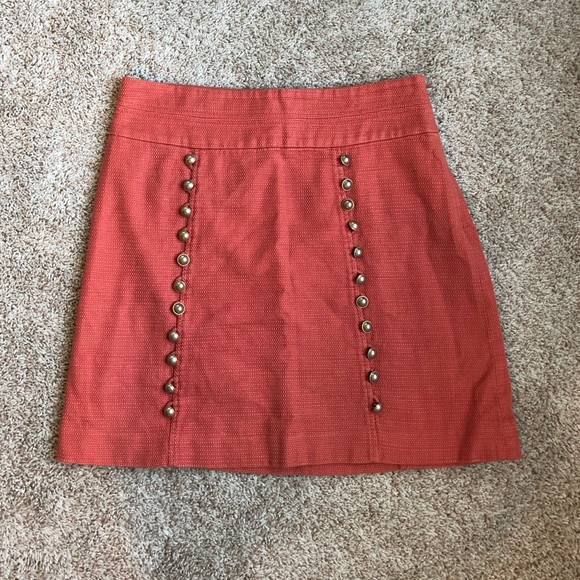 Anthropologie Dresses & Skirts - Anthropologie Dark Coral Button Skirt